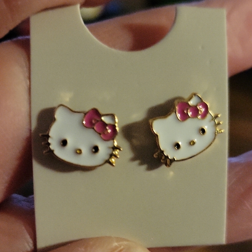 Cute White and Pink Cat Earrings